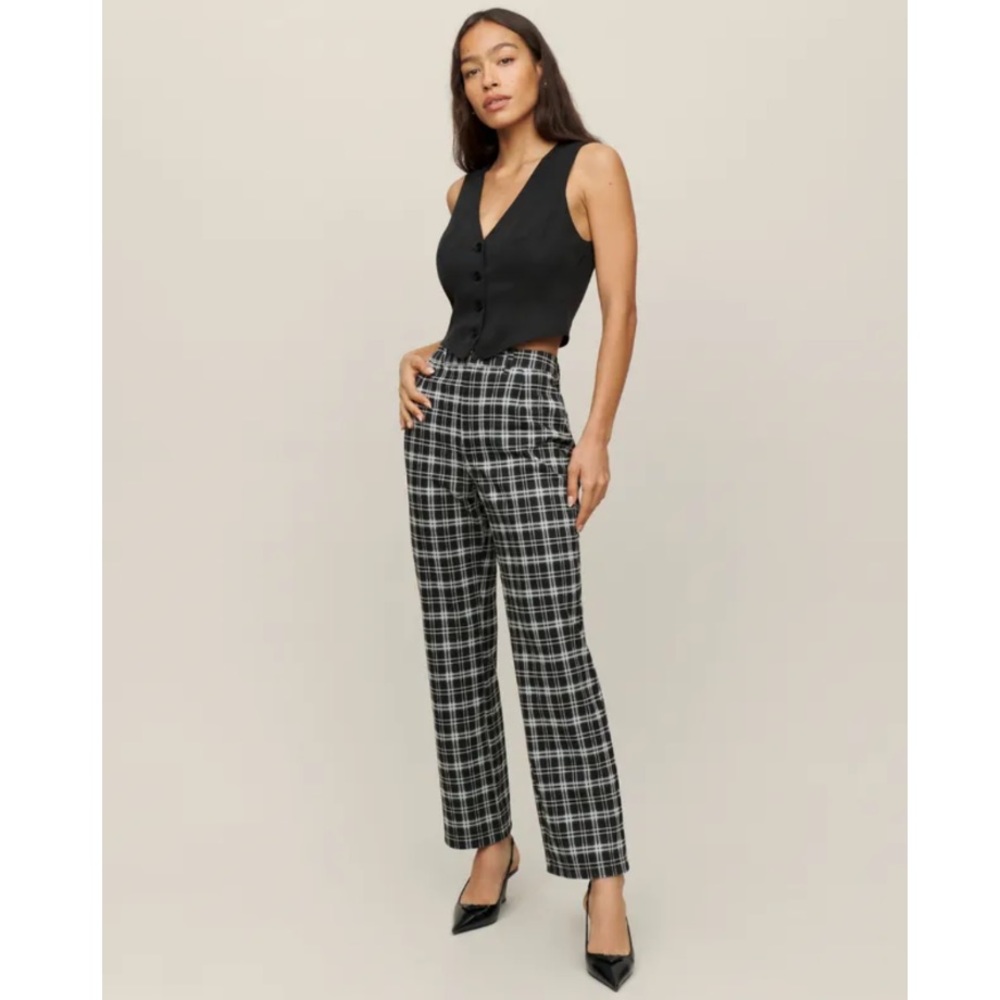 NEW Reformation Franklin Plaid Ankle Pant 2P